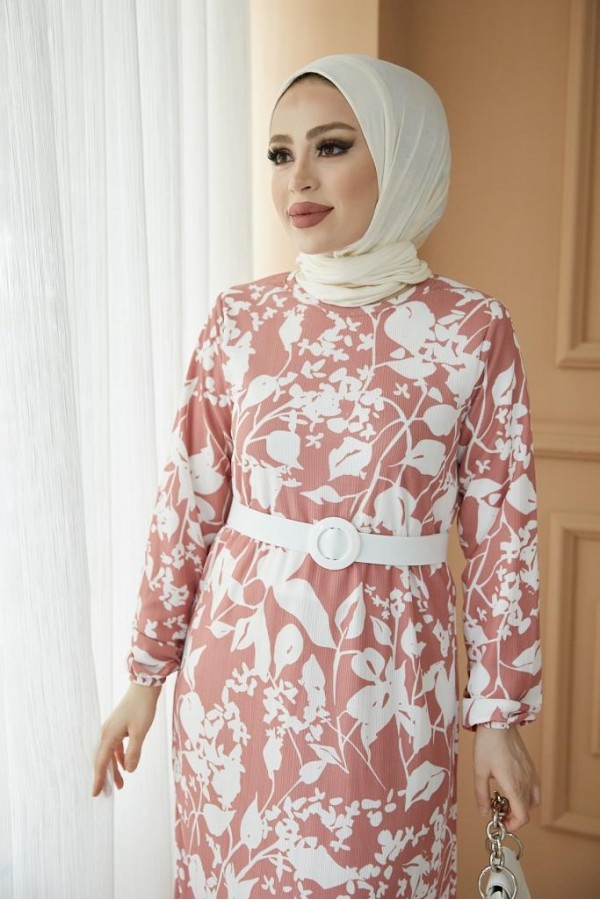 Desenli Tesettür Pegasus Elbise Pembe 2550 Desenli Tesettür Pegasus Elbise Pembe 2550