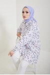  Desenli Tesettür Gömlek Lila 8880