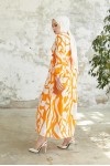  Desenli Tesettür Elbise Oranj 430