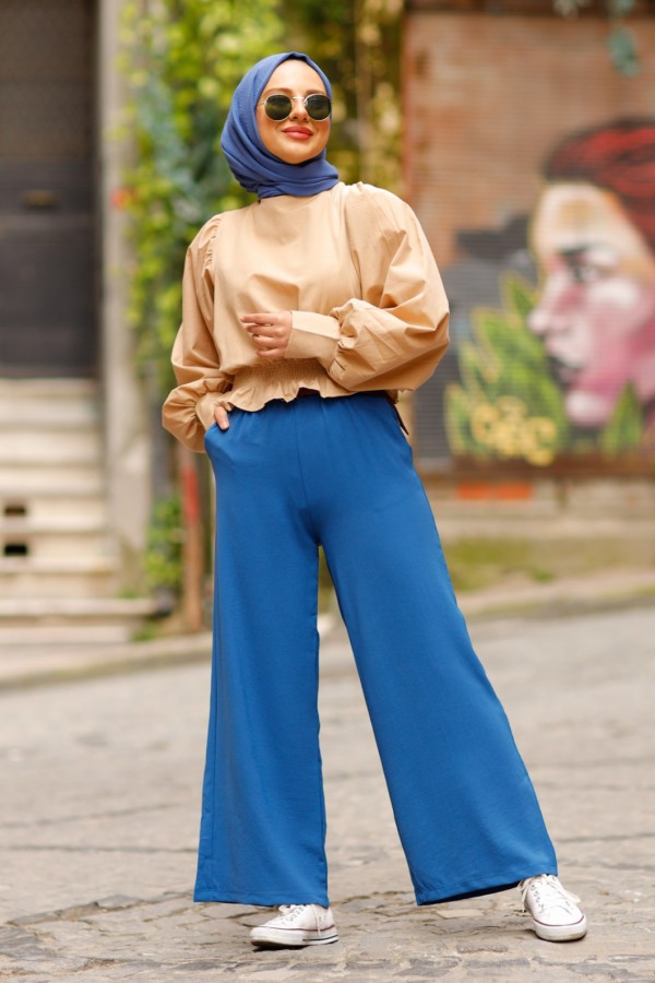  Balon Kol Gömlek Bej 4534