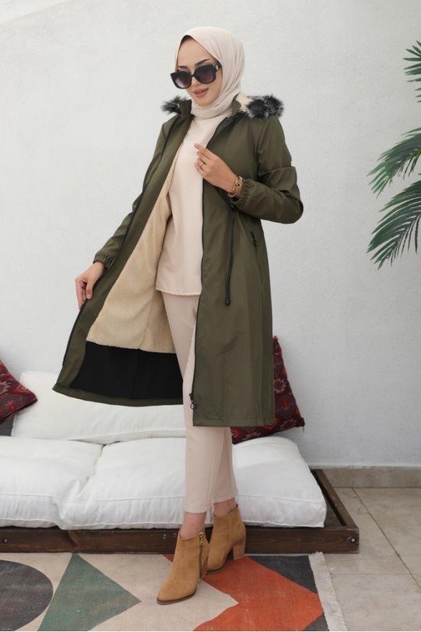 İçi Peluşlu Bondit Kaban Haki 3004-1 İçi Peluşlu Bondit Kaban Haki 3004-1