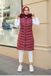  Kapüşonlu Tesettür  Şişme Yelek Bordo 1702