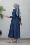  Kot İnci̇li̇ Tesettür Elbi̇se Lacivert 6730