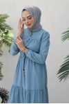  Kot İnci̇li̇ Tesettür Elbi̇se Mavi 6730
