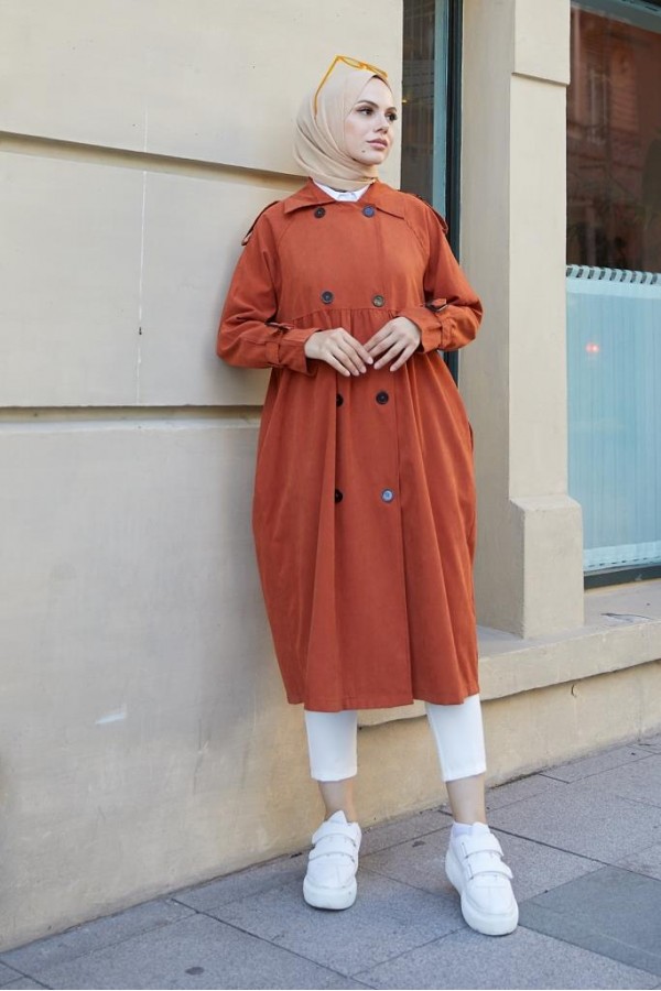  Salaş Kesim Tesettür Trenç Kiremit 61194