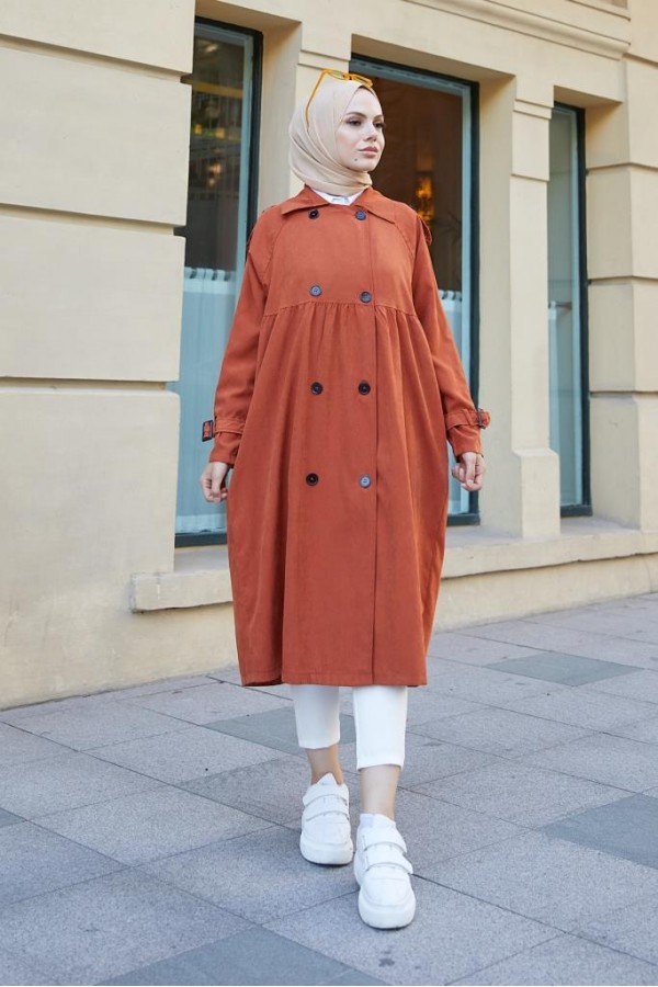  Salaş Kesim Tesettür Trenç Kiremit 61194