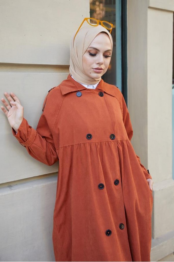  Salaş Kesim Tesettür Trenç Kiremit 61194