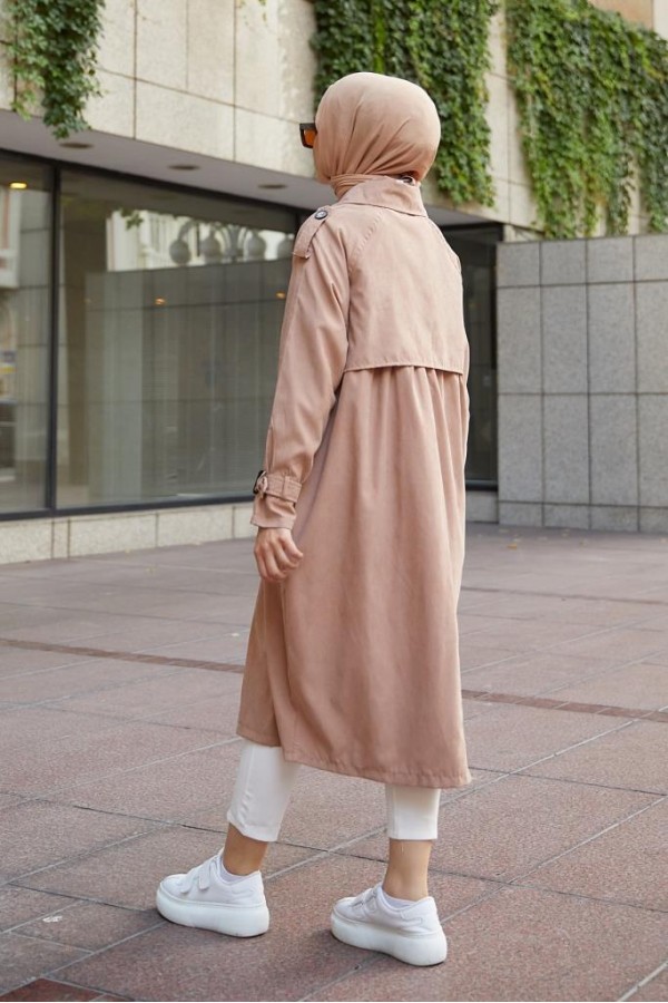  Salaş Kesim Tesettür Trenç Somon 61194