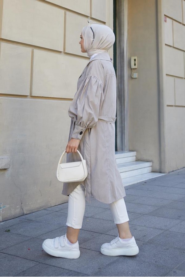  Balon Kol Tesettür Trenç Taş 61510