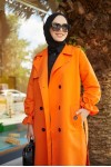  Kruvaze Tesettür Trençkot Oranj 61319