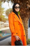  Kruvaze Tesettür Trençkot Oranj 61319