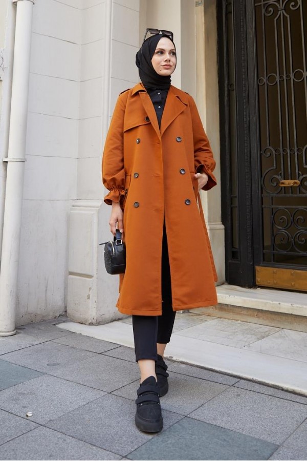 Kruvaze Tesettür Trençkot Tarçın 61319 Kruvaze Tesettür Trençkot Tarçın 61319