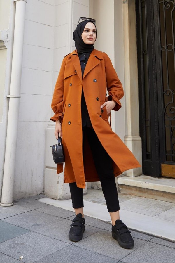 Kruvaze Tesettür Trençkot Tarçın 61319 Kruvaze Tesettür Trençkot Tarçın 61319