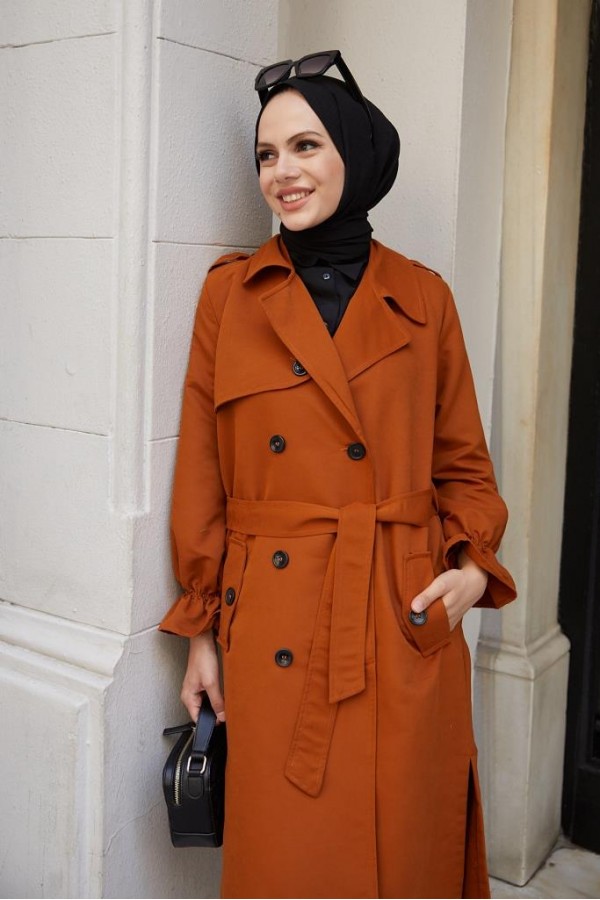 Kruvaze Tesettür Trençkot Tarçın 61319 Kruvaze Tesettür Trençkot Tarçın 61319