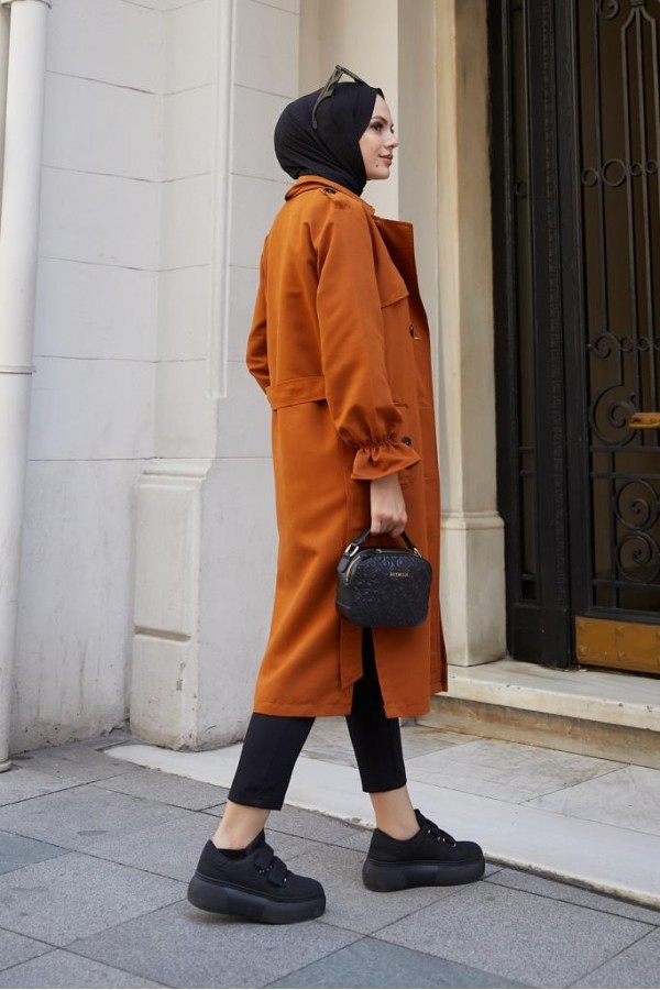 Kruvaze Tesettür Trençkot Tarçın 61319 Kruvaze Tesettür Trençkot Tarçın 61319