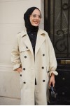  Kruvaze Tesettür Trençkot Taş 61319