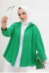 Kendinden Desenli Tesettür Gömlek Yeşil 61505 Kendinden Desenli Tesettür Gömlek Yeşil 61505