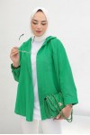 Kendinden Desenli Tesettür Gömlek Yeşil 61505 Kendinden Desenli Tesettür Gömlek Yeşil 61505