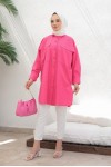  Çift Cepli Tesettür Gömlek Fuşya 61514