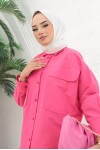  Çift Cepli Tesettür Gömlek Fuşya 61514