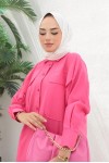  Çift Cepli Tesettür Gömlek Fuşya 61514