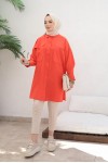  Çift Cepli Tesettür Gömlek Oranj 61514