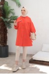  Çift Cepli Tesettür Gömlek Oranj 61514