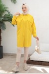  Çift Cepli Tesettür Gömlek Sarı 61514