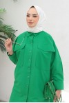  Çift Cepli Tesettür Gömlek Yeşil 61514