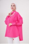  İnci Detaylı Tesettür Gömlek Fuşya 61515