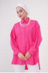  İnci Detaylı Tesettür Gömlek Fuşya 61515