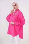  İnci Detaylı Tesettür Gömlek Fuşya 61515