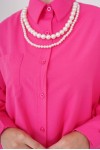  İnci Detaylı Tesettür Gömlek Fuşya 61515