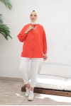  İnci Detaylı Tesettür Gömlek Oranj 61515