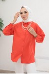  İnci Detaylı Tesettür Gömlek Oranj 61515