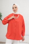  İnci Detaylı Tesettür Gömlek Oranj 61515