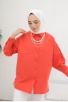  İnci Detaylı Tesettür Gömlek Oranj 61515