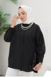  İnci Detaylı Tesettür Gömlek Siyah 61515