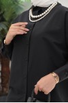  İnci Detaylı Tesettür Gömlek Siyah 61515