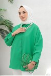  İnci Detaylı Tesettür Gömlek Yeşil 61515