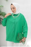  İnci Detaylı Tesettür Gömlek Yeşil 61515