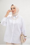  İnci Detaylı Tesettür Gömlek Beyaz 61515