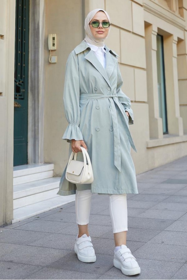  Kuşaklı Tesettür Trenç Çağla 61509