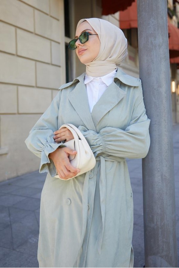  Kuşaklı Tesettür Trenç Çağla 61509