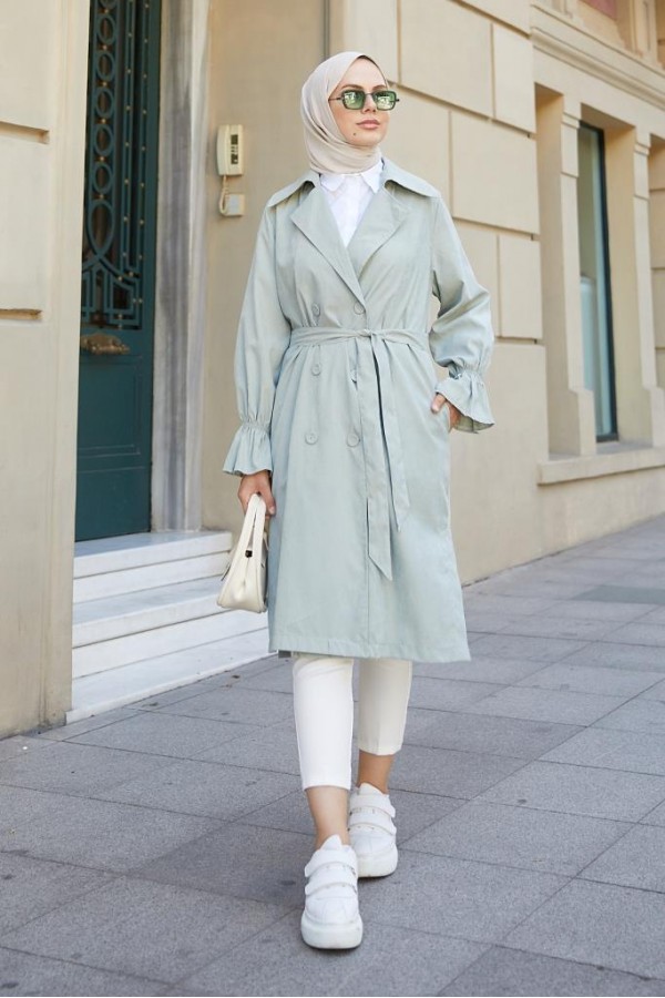  Kuşaklı Tesettür Trenç Çağla 61509