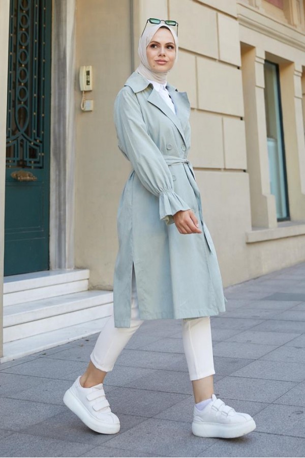  Kuşaklı Tesettür Trenç Çağla 61509