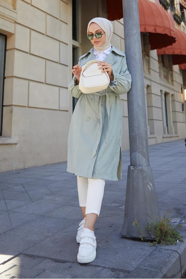  Kuşaklı Tesettür Trenç Çağla 61509