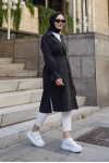 Kuşaklı Tesettür Trenç Siyah 61509 Kuşaklı Tesettür Trenç Siyah 61509