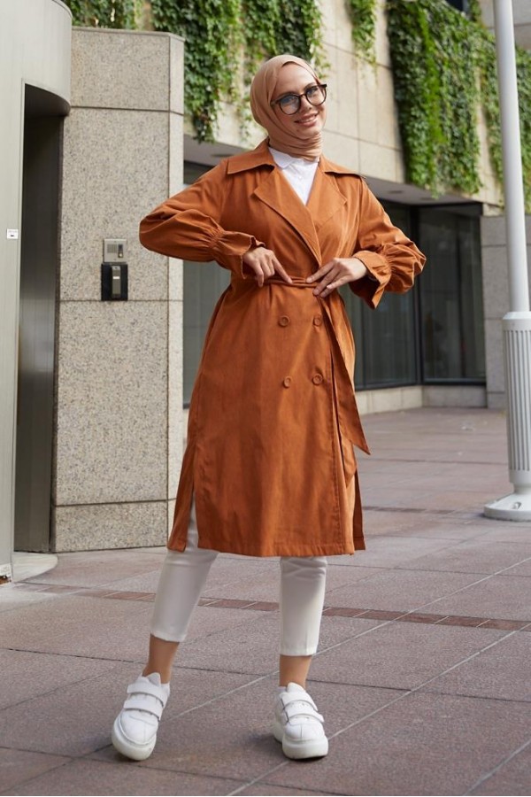  Kuşaklı Tesettür Trenç Tarçın 61509