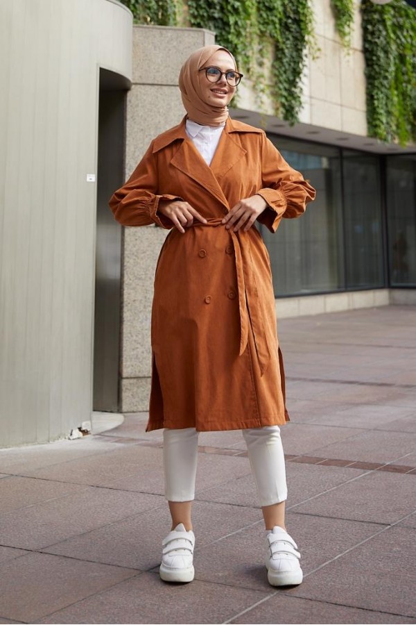  Kuşaklı Tesettür Trenç Tarçın 61509